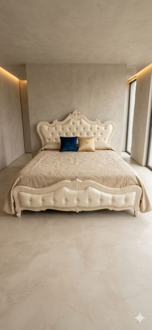 Cama Clásica Tapizada Blanca