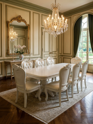 Juego de Comedor Blanco Clásico