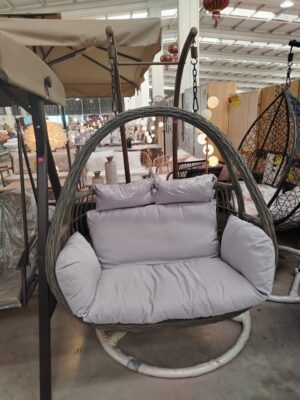 Sillón Colgante Ratán Gris Claro