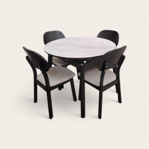 Comedor Moderno Imitación Mármol + 4 Sillas