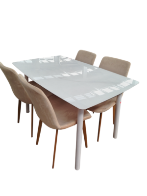 Comedor Rectangular Blanco Moderno + 4 Sillas