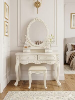 Tocador Vintage Blanco con Espejo